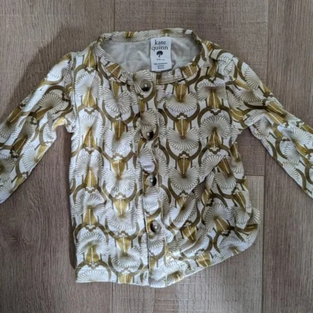 Kate Quinn neutral deco button up shirt/cardigan